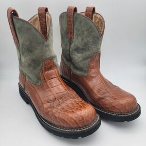 Ariat 14711 Gator Green Cowboy Leather Western Work Boot Mens 11 B (Narrow)